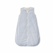 Dusty Blue Gingham Wearable Minky Blanket designed for safe infant sleep with luxurious comfort.