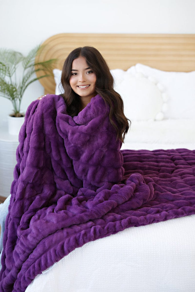 Faux Fur Mauve Fleece Blanket Fleece Blanket Dark Purple Blanket