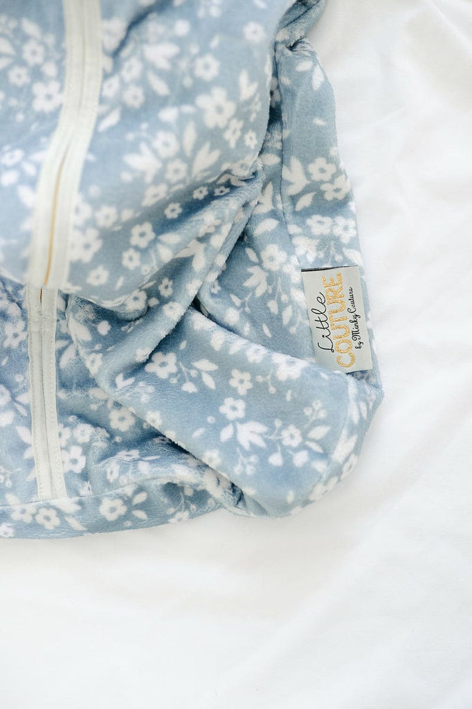 Dainty Floral Blue Wearable Minky Blanket Minky Couture