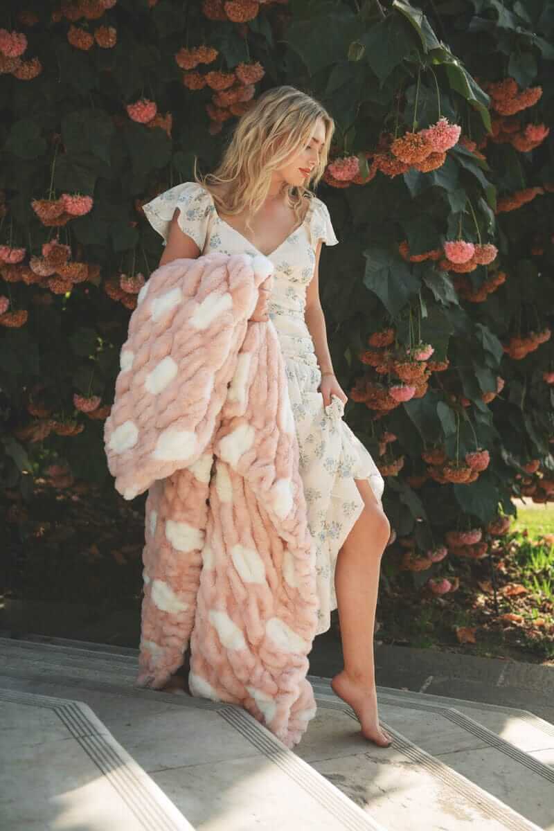 Hugs Polka Dot Blush Blanket