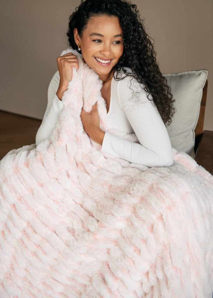 Hugs Snowcapped Peach Blanket Minky Couture