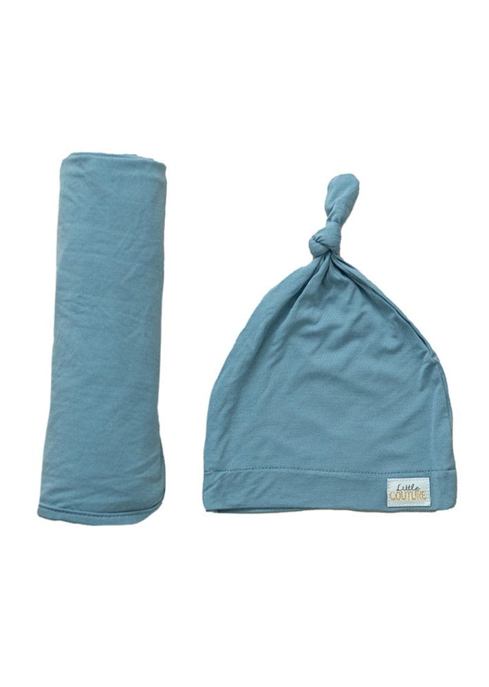 Swaddle and Hat Denim Minky Couture