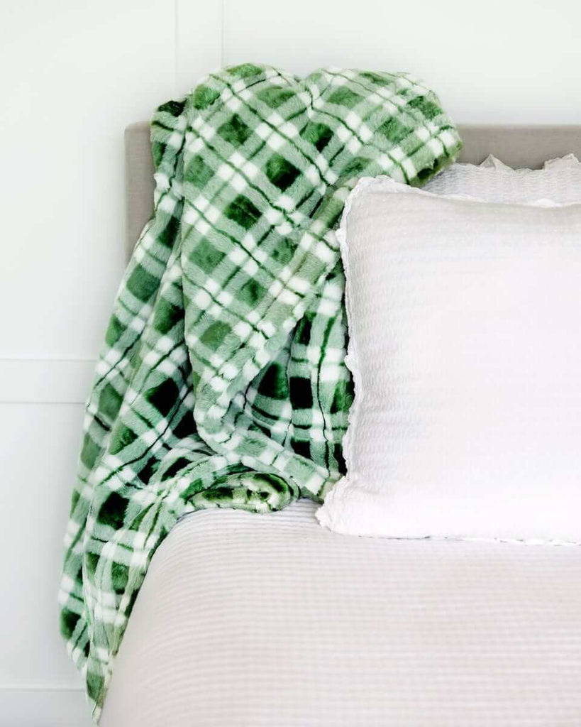 Birthday Plaid Evergreen Plush Blanket Minky Couture
