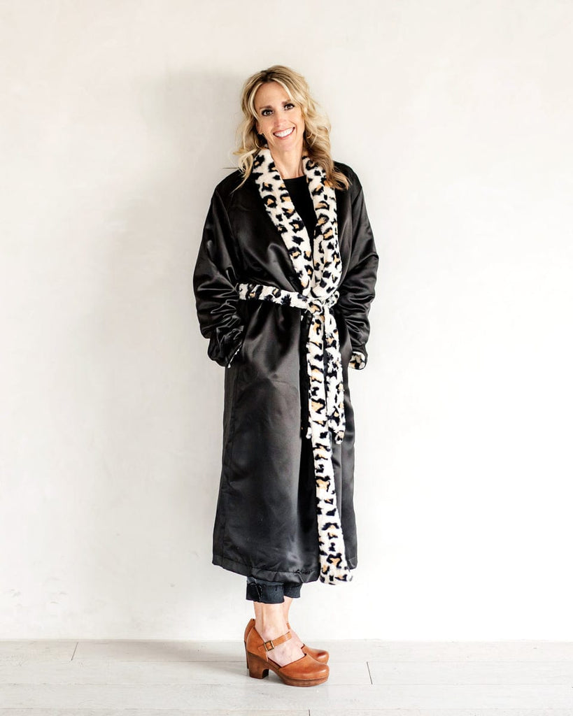 Satin Black Leo Cream Robe Final Sale Minky Couture