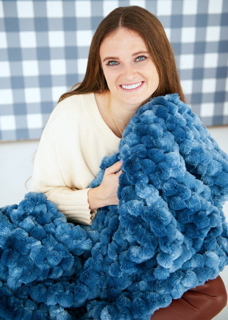 Belgian Waffle Blueberry Plush Blanket Minky Couture