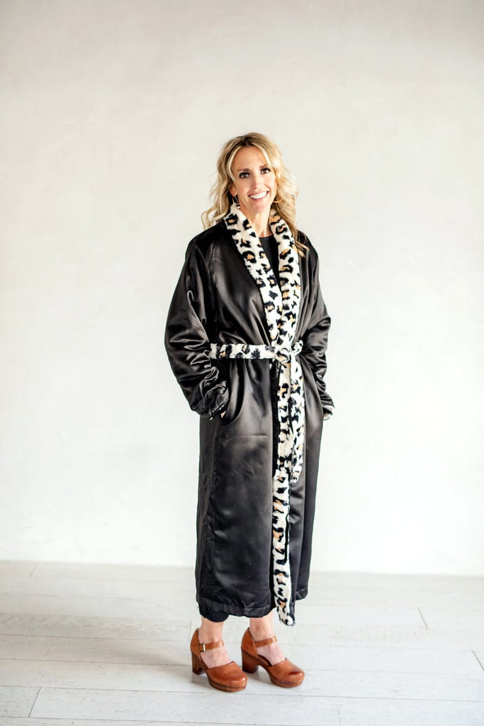 Satin Black Leo Cream Robe Final Sale Minky Couture