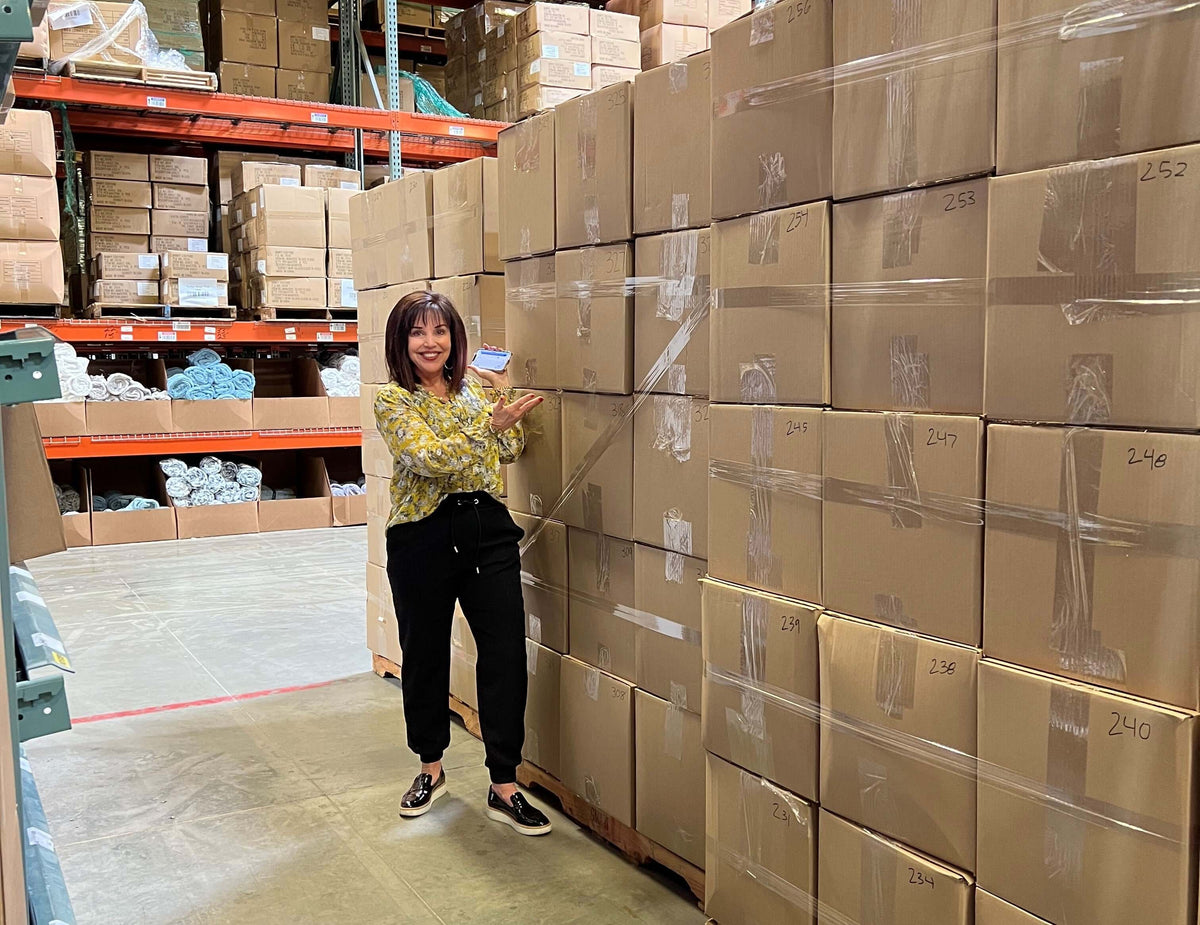 Thank you for helping us help Ukraine initiative at Minky Couture warehouse with boxes ready for donation.