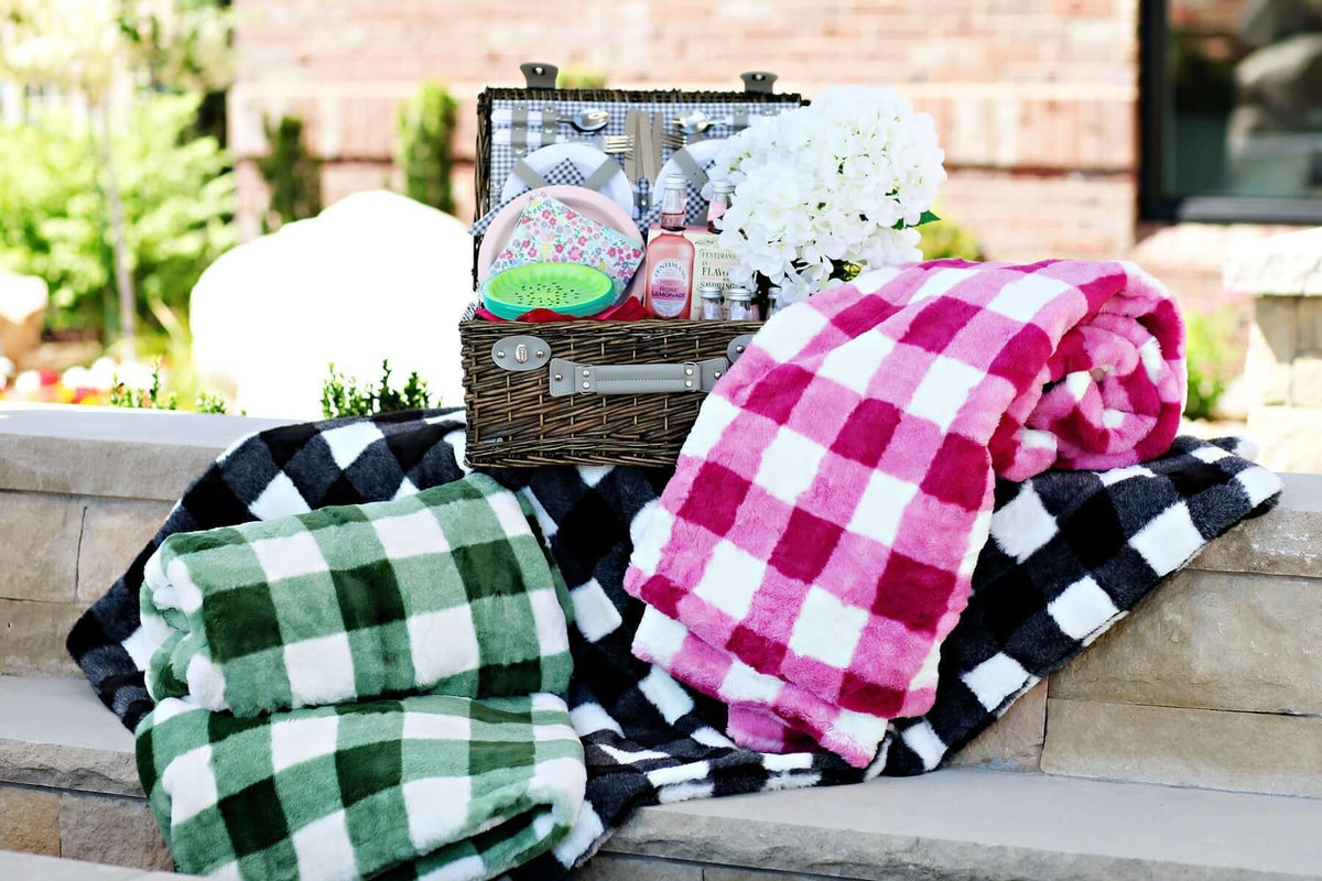 National Picnic Month: Create the perfect picnic | Minky Couture with cozy blankets and picnic basket.