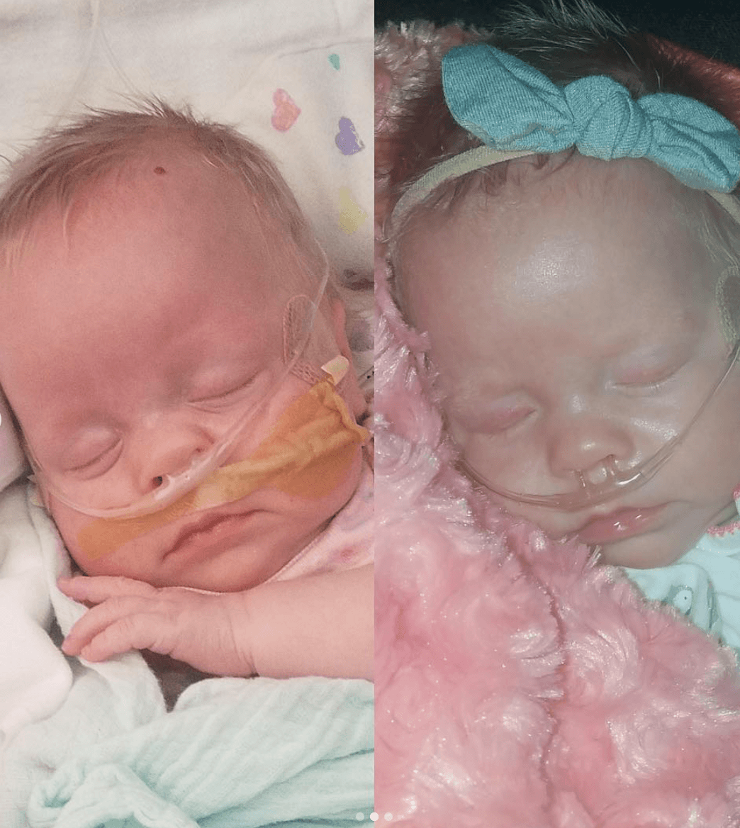 Heart of Minky: Gentrie & Indie - Two sleeping twin girls in the NICU, showcasing their journey.
