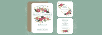 Elegant bridal shower invitation featuring floral designs, including details for the event and guests.