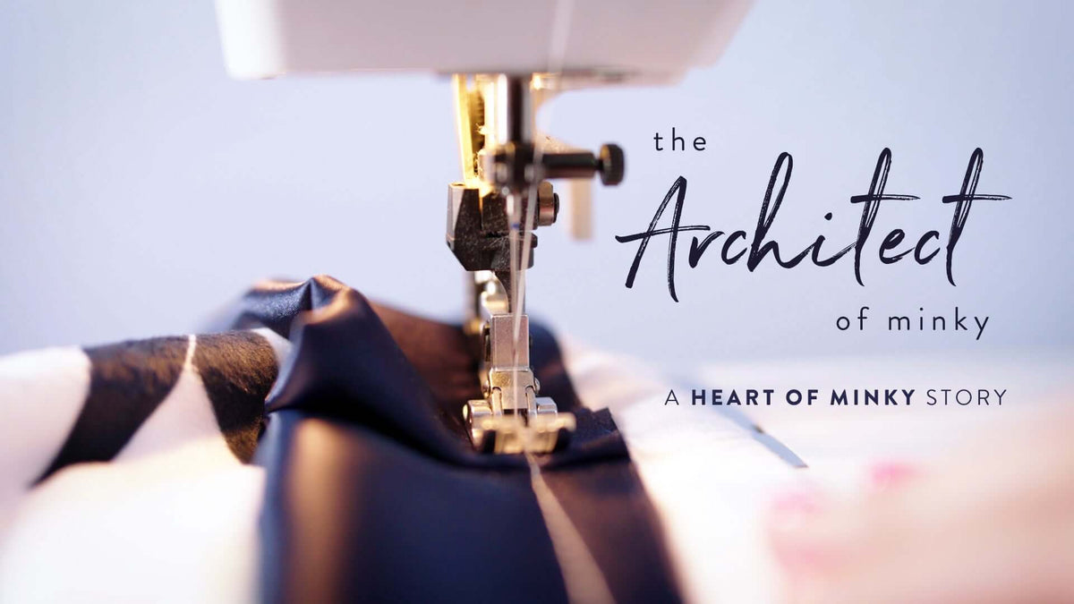 The Architect of Minky: A Heart of Minky Story visualizing the sewing process with a sewing machine.