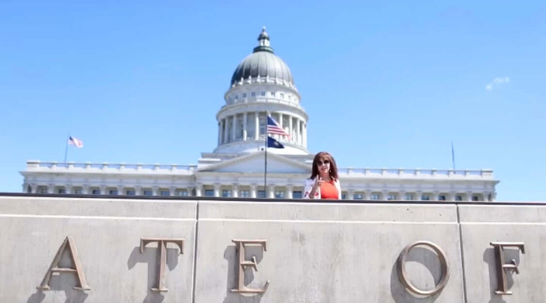 Minky on the Move: First 4 States with a view of the State Capitol and Minky character.