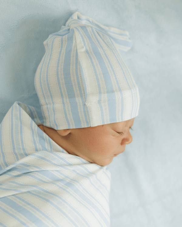 Swaddle and Hat - Coastal Stripe