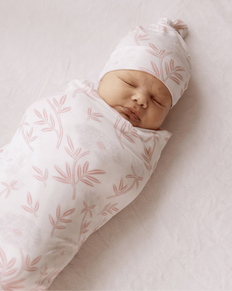 Swaddle and Hat - Sconset Rose