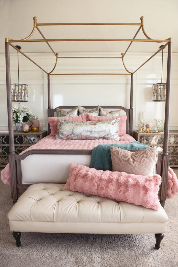 Ballet Rose Cloud Duvet on a luxurious bed with plush pillows and a serene color palette.