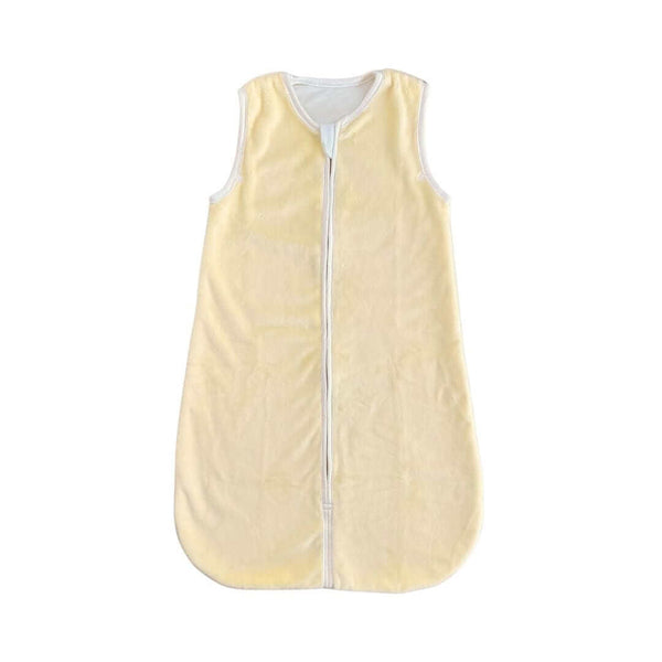 Baby Butter Yellow Wearable Minky Blanket and front zipper on a white background.