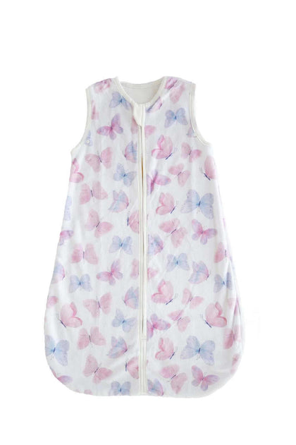 Butterfly Wearable Minky Blanket featuring a soft design with colorful butterflies for infants, perfect for safe sleep.