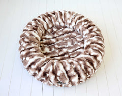 Cloudy Day Brown Pet Bed cover featuring plush Minky fabric for comfort and style.