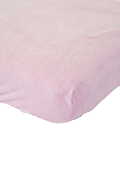 Minky Crib Sheet in Baby Pink color, perfect for cozy comfort on standard crib mattress.
