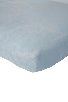 Icy Blue Minky Crib Sheet designed for standard crib mattresses.