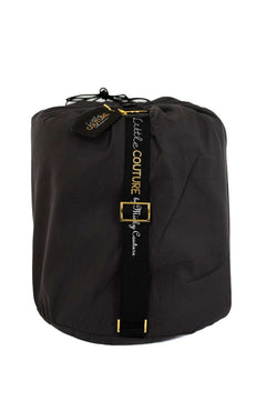 Sleeping Bag in Charcoal color, packed with elastic straps for easy storage and transport.