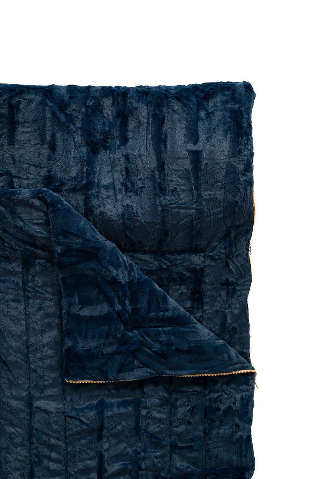 Sleeping Bag in Navy blue, with plush Minky shell and soft sorbet lining, perfect for cozy nights.