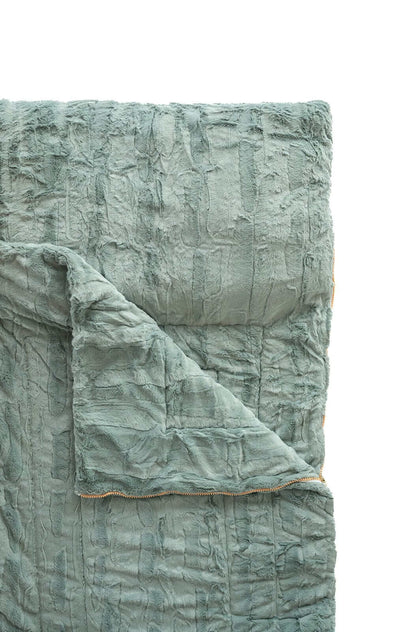 Plush Mist Sleeping Bag with soft plush texture and rolled edge for cozy warmth and comfort.