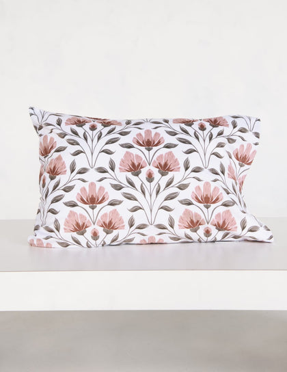 Flower Garden Blanket featuring peachy floral design on a light background, elegantly styled for home decor.