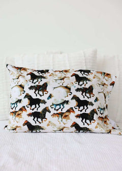 Stallion Blanket featuring watercolor horses on a cream background, perfect for western and rodeo-themed decor.