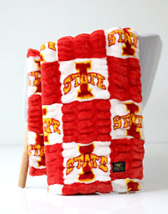 Iowa State Cyclones Blanket in vibrant red and white pattern, cozy and perfect for all ages.