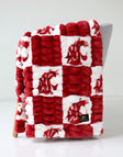 Washington State Cougars Blanket in vibrant red and white, perfect for cozy warmth and team spirit.