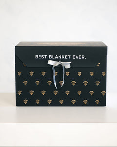 Gift Box featuring luxurious design with "BEST BLANKET EVER" printed on it, ideal for gifting blankets.