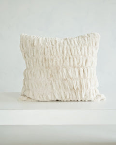 Hugs Ancient Scroll Sham showcasing its soft and cozy off-white fabric on a minimalist background.