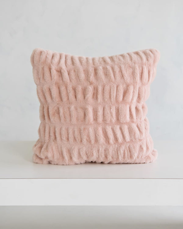 Hugs Blush Sham in soft blush pink, adding texture and comfort to any space.