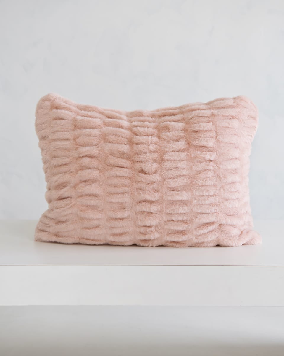 Hugs Blush Sham in soft, cozy blush pink fabric perfect for elevating any bed or lounge space.