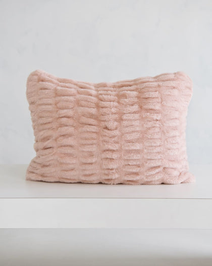 Hugs Blush Sham in soft, cozy blush pink fabric perfect for elevating any bed or lounge space.