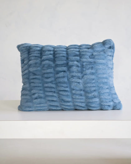 Hugs Denim Sham in soft, cozy blue fabric with textured design, perfect for refreshing your bed or lounge space.