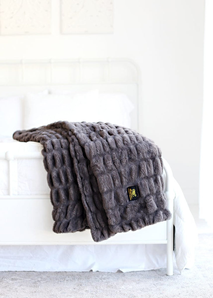 Hugs Charcoal Plush Blanket Minky Couture