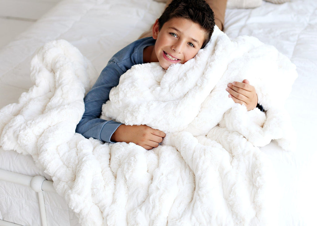 Minky Couture Ultra Sorbet Marshmallow Cream Blanket - Size: Monster 60in x 72in