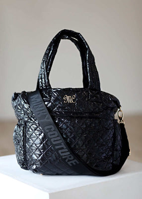 black quilted travel tote bag Everything Bag - Black