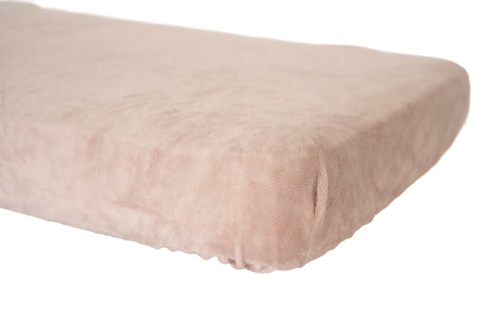 Minky Crib Sheet in soft Blush color, perfect for cozy comfort on standard crib mattress.