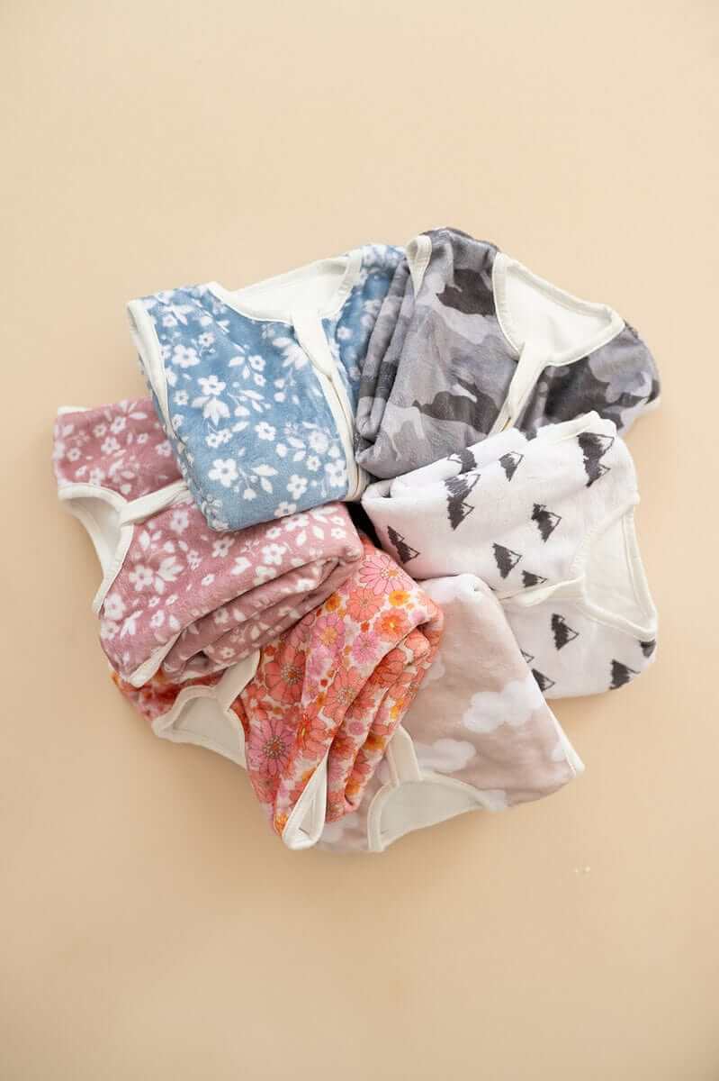 Wearable Minky Blankets assortment featuring various unique designs and patterns.