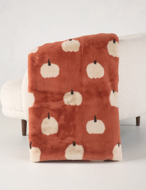 Lush White Pumpkins Blanket
