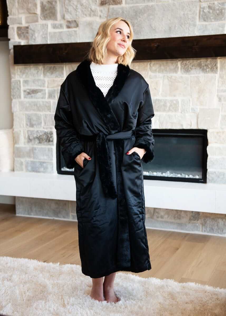 Satin Black Robe Adult X-Large | Minky Couture