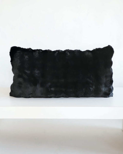 Black Cloud Sham displayed on a white surface, showcasing its plush fabric and modern design.