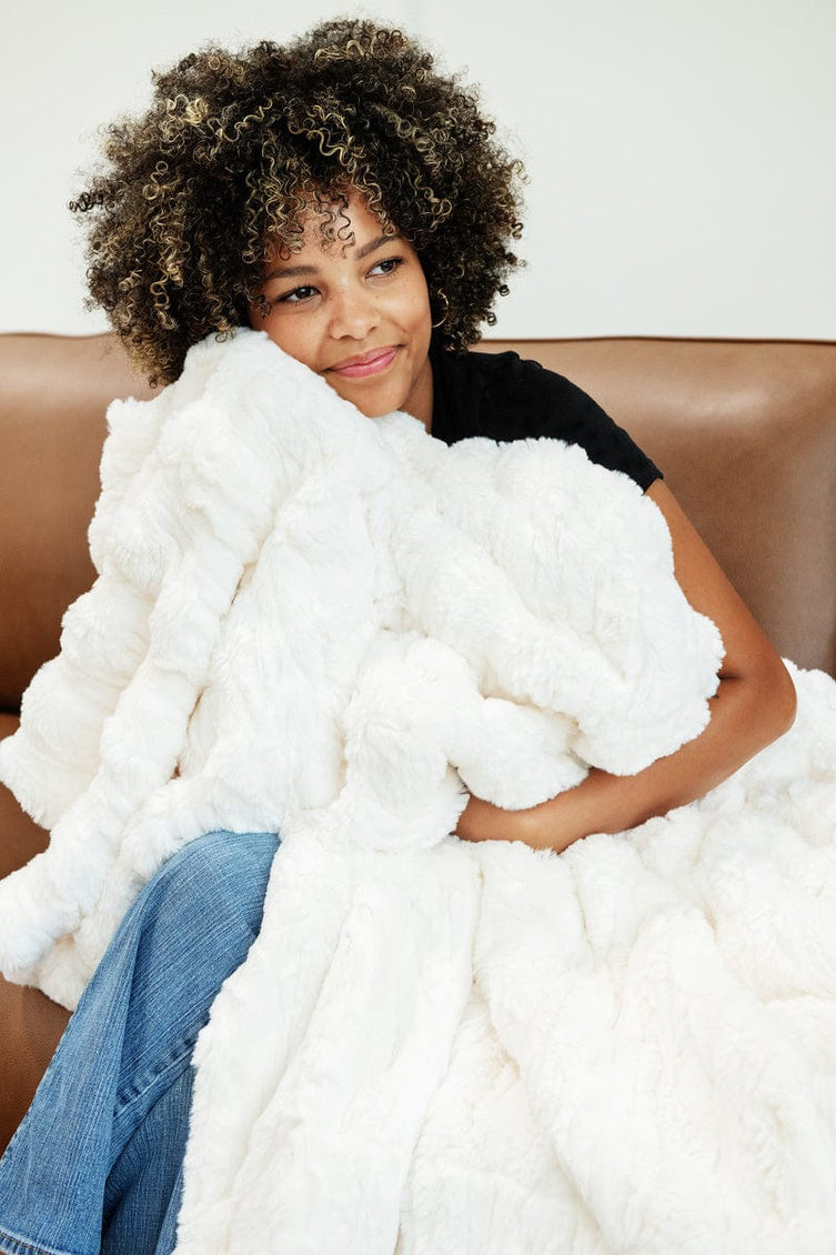 Sculpted Plush Cream Blanket