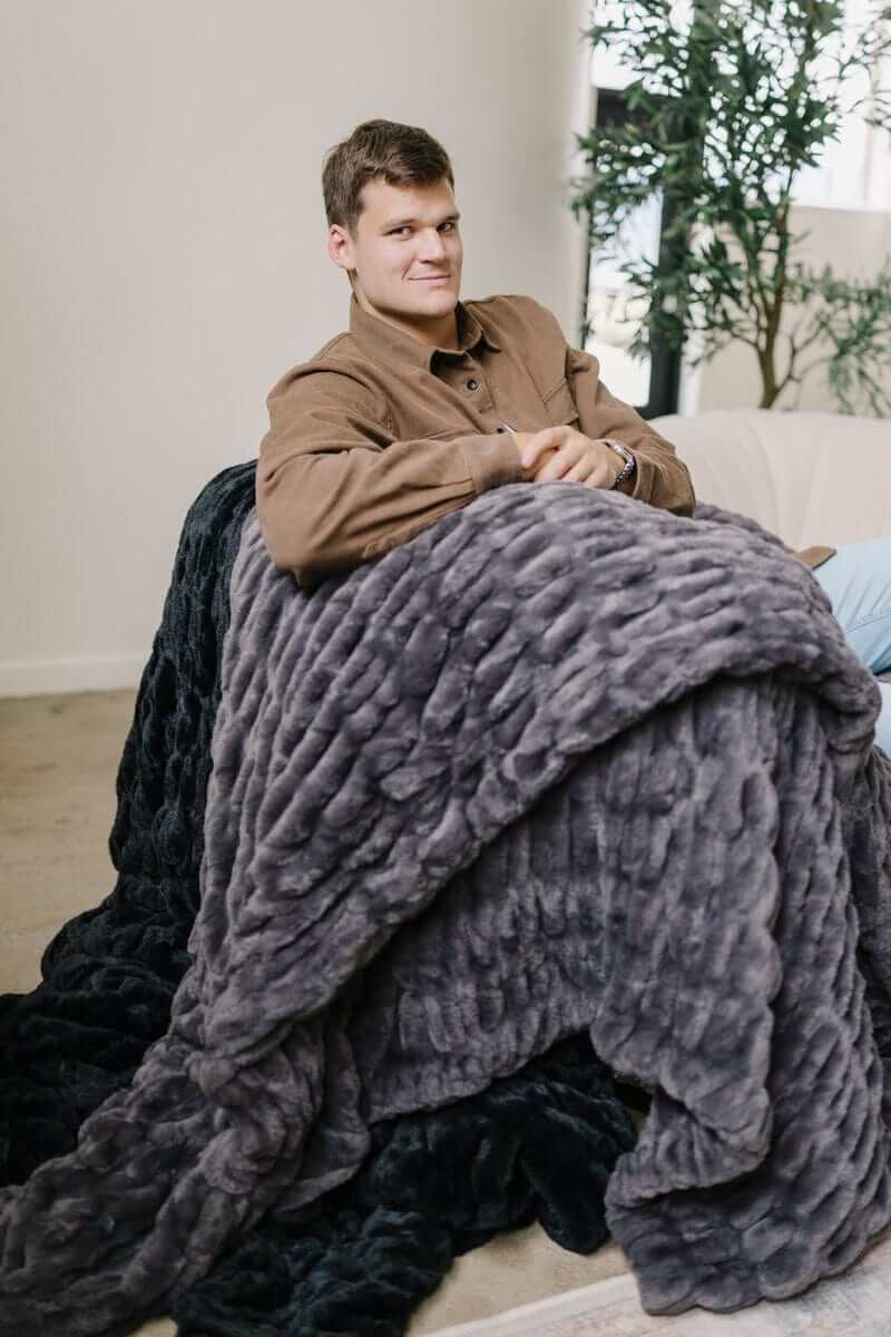 Walker Kessler Biggest Hugs Charcoal Plush Blanket | Minky Couture