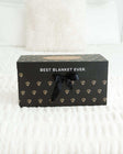 Large Gift Box with black ribbon in a stylish black design and the text 'BEST BLANKET EVER.'