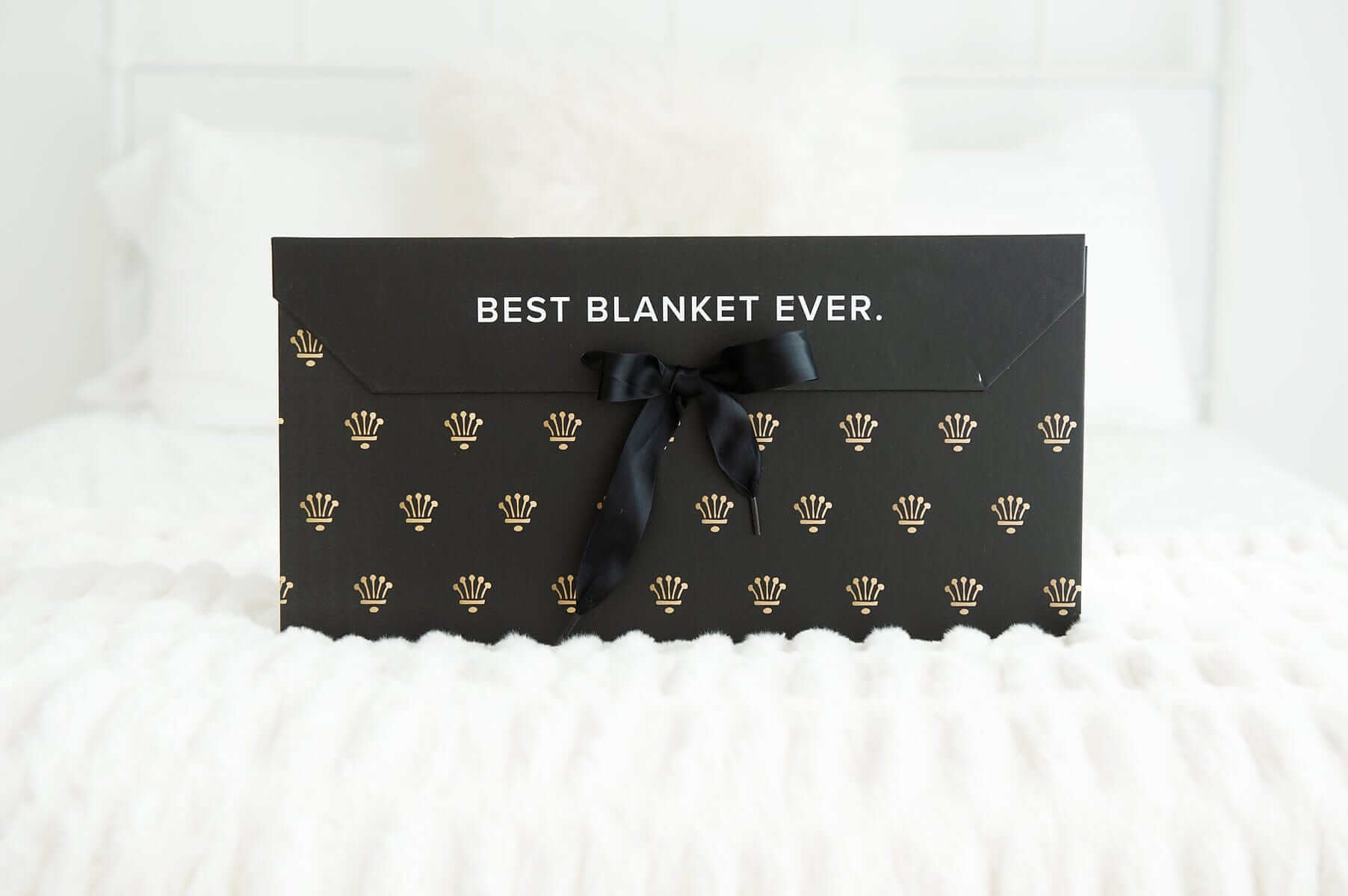 Large Gift Box with a stylish black design and the text 'BEST BLANKET EVER.' Perfect for luxurious gift giving.