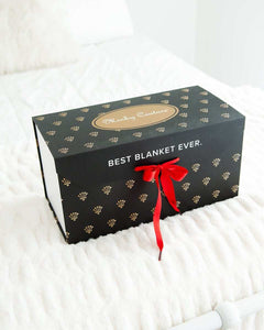 Gift Box with luxurious design and red ribbon, labeled BEST BLANKET EVER, perfect for special gifts.